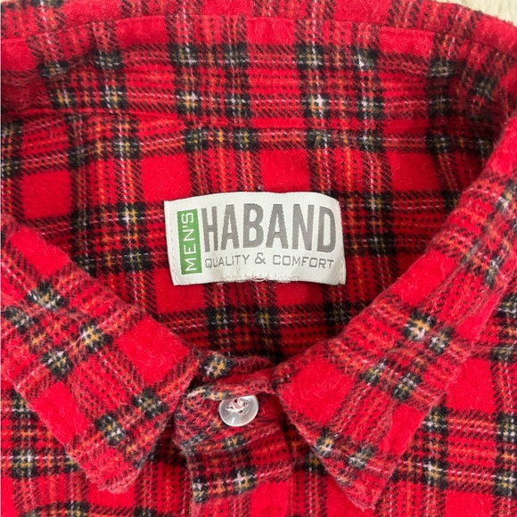 “Haband” Men’s Red and Black Plaid Men's Snap Down Shirt sz: large - Picture 4 of 7